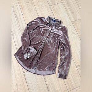 Knotty St Michaels Velvet Button-Up Shirt/Jacket Mauve Plum Size S